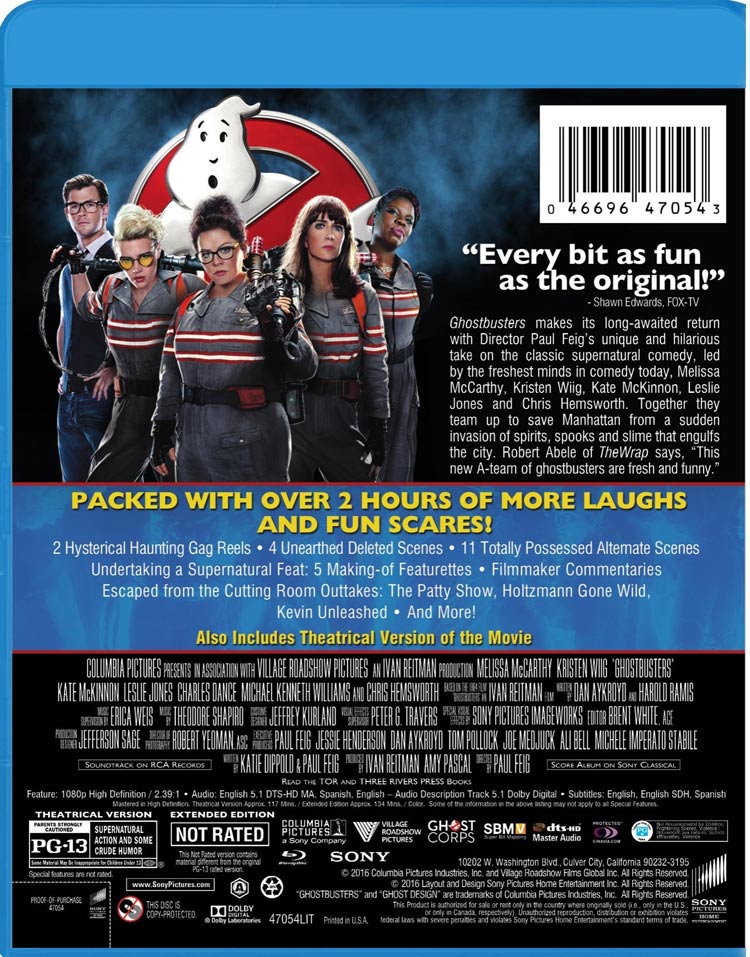 Cazafantasmas 2016, Blu-Ray, Ghostbusters