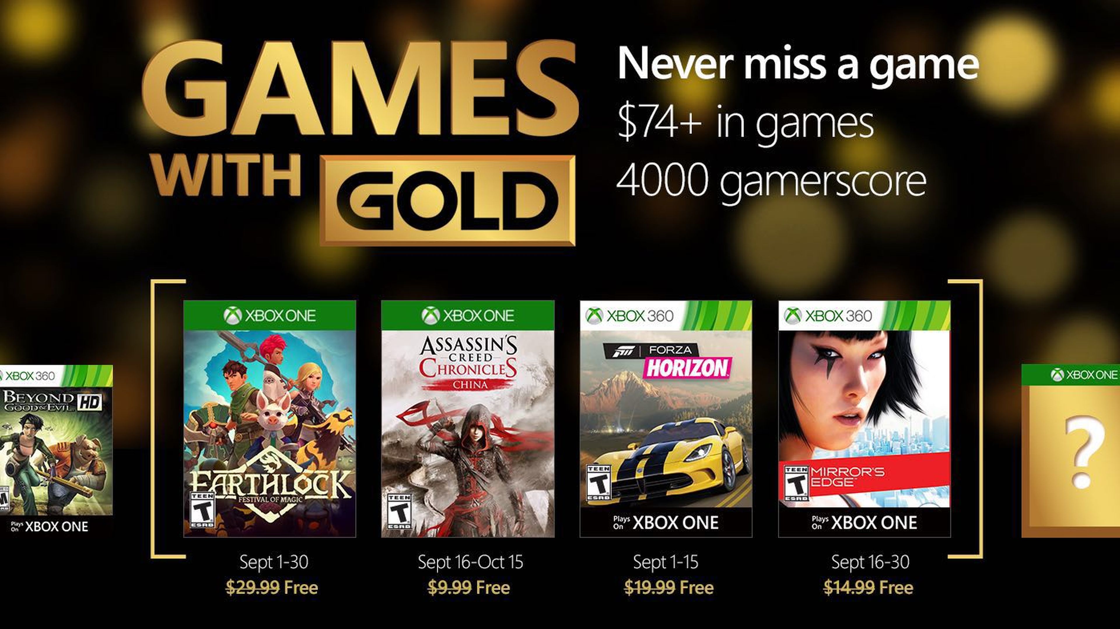 Games With Gold Septiembre 2016