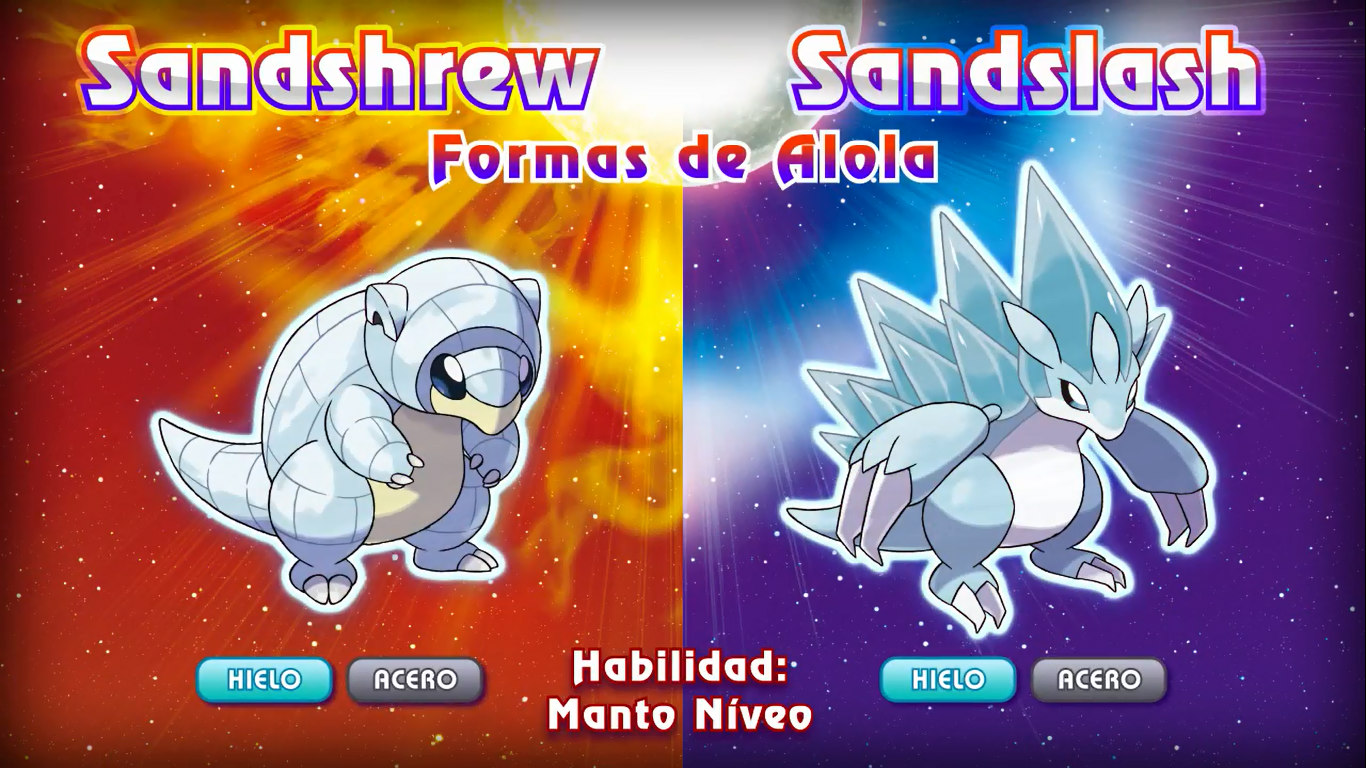Sandshrew y Sandslash en Pokémon Sol y Luna Sandshrew y Sandslash en Pokémon Sol y Luna