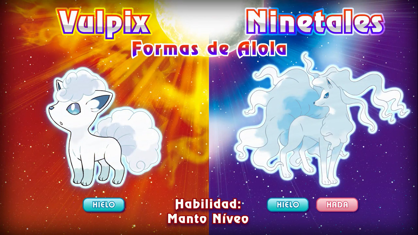 Vulpix y Ninetales en Pokémon Sol y Luna Vulpix y Ninetales en Pokémon Sol y Luna