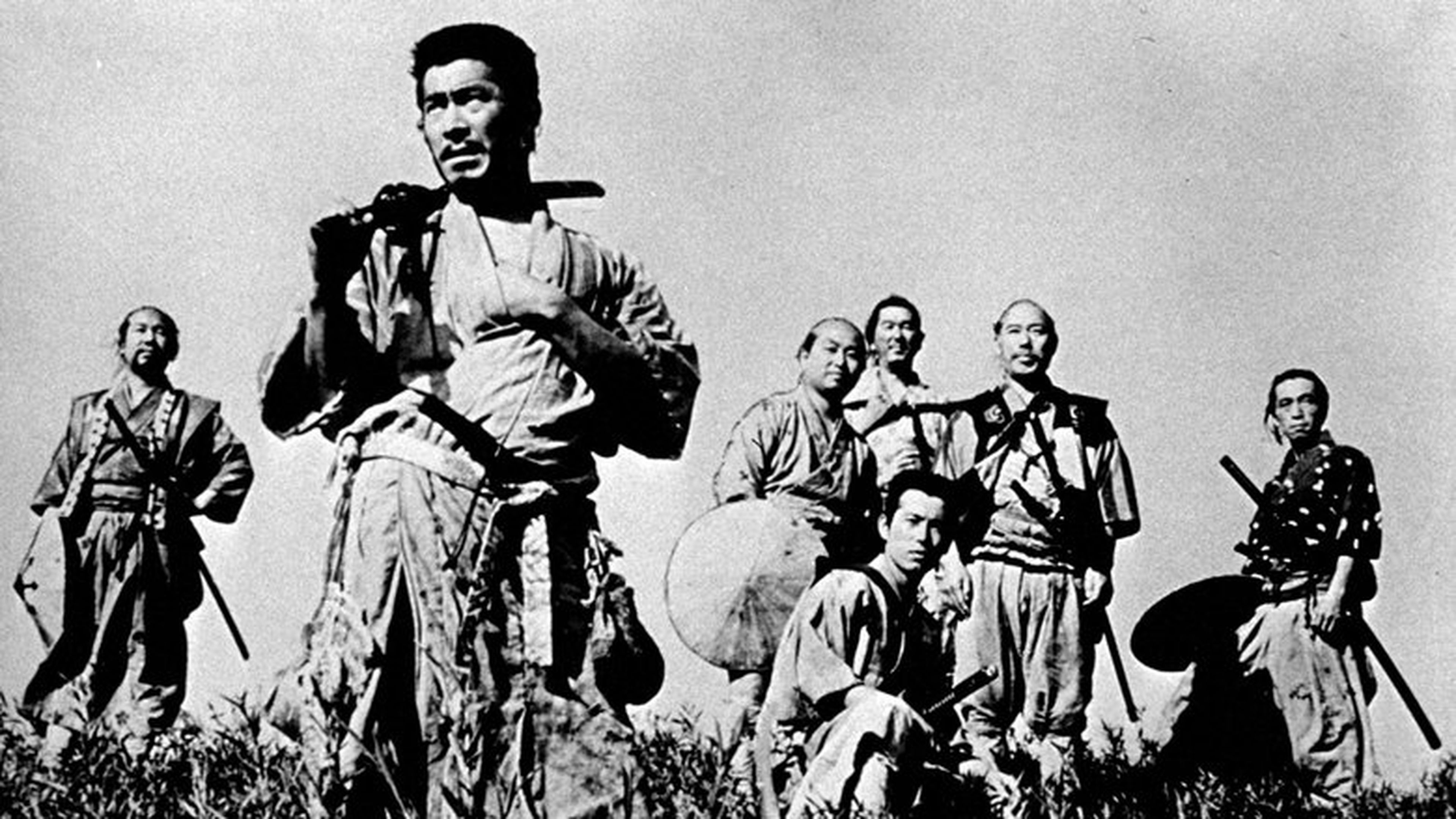 Los 7 Samuráis con Toshiro Mifune (Kikuchiyo) en primer plano