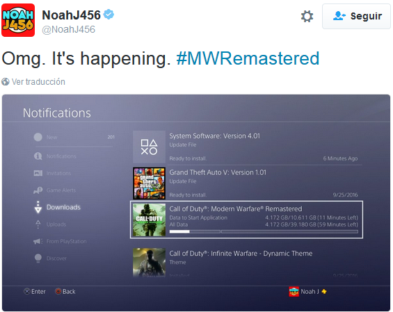 Tamaño de CoD Modern Warfare Remastered Tamaño de CoD Modern Warfare Remastered