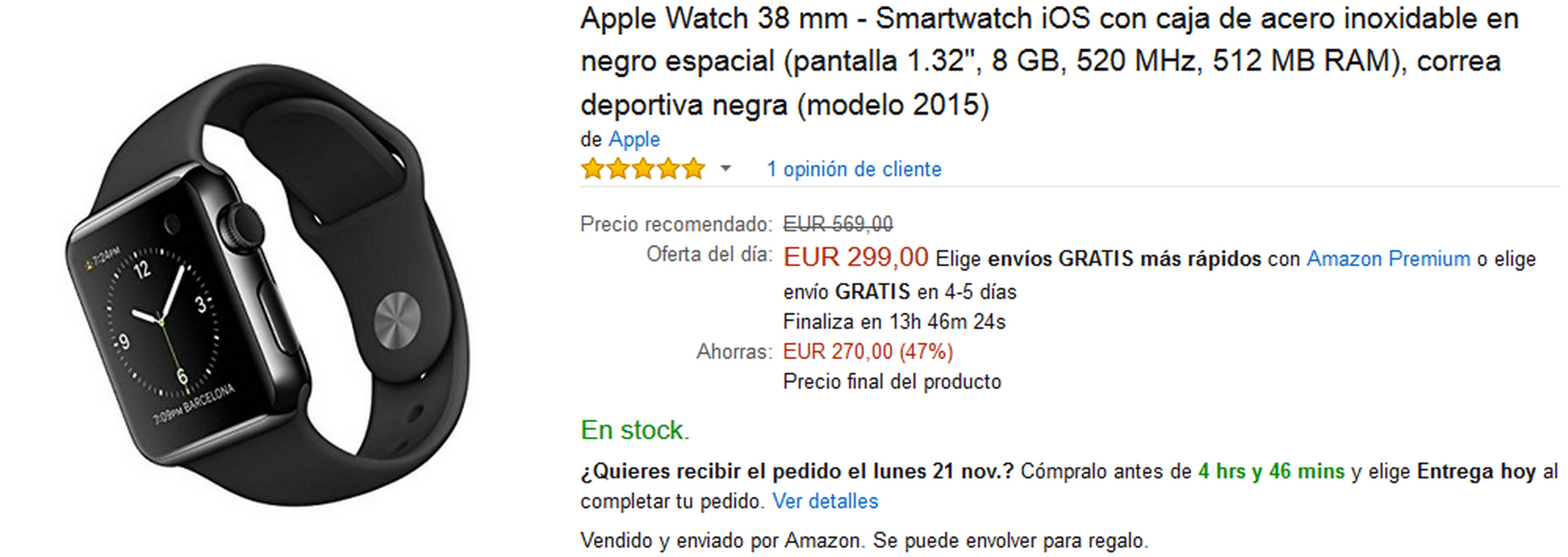 Apple Watch 38 mm por 299 €