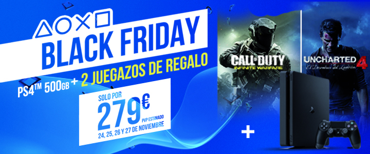 Black Friday - PS4 + Uncharted 4 y Call of Duty Infinite Warfare Black Friday - PS4 + Uncharted 4 y Call of Duty Infinite Warfare