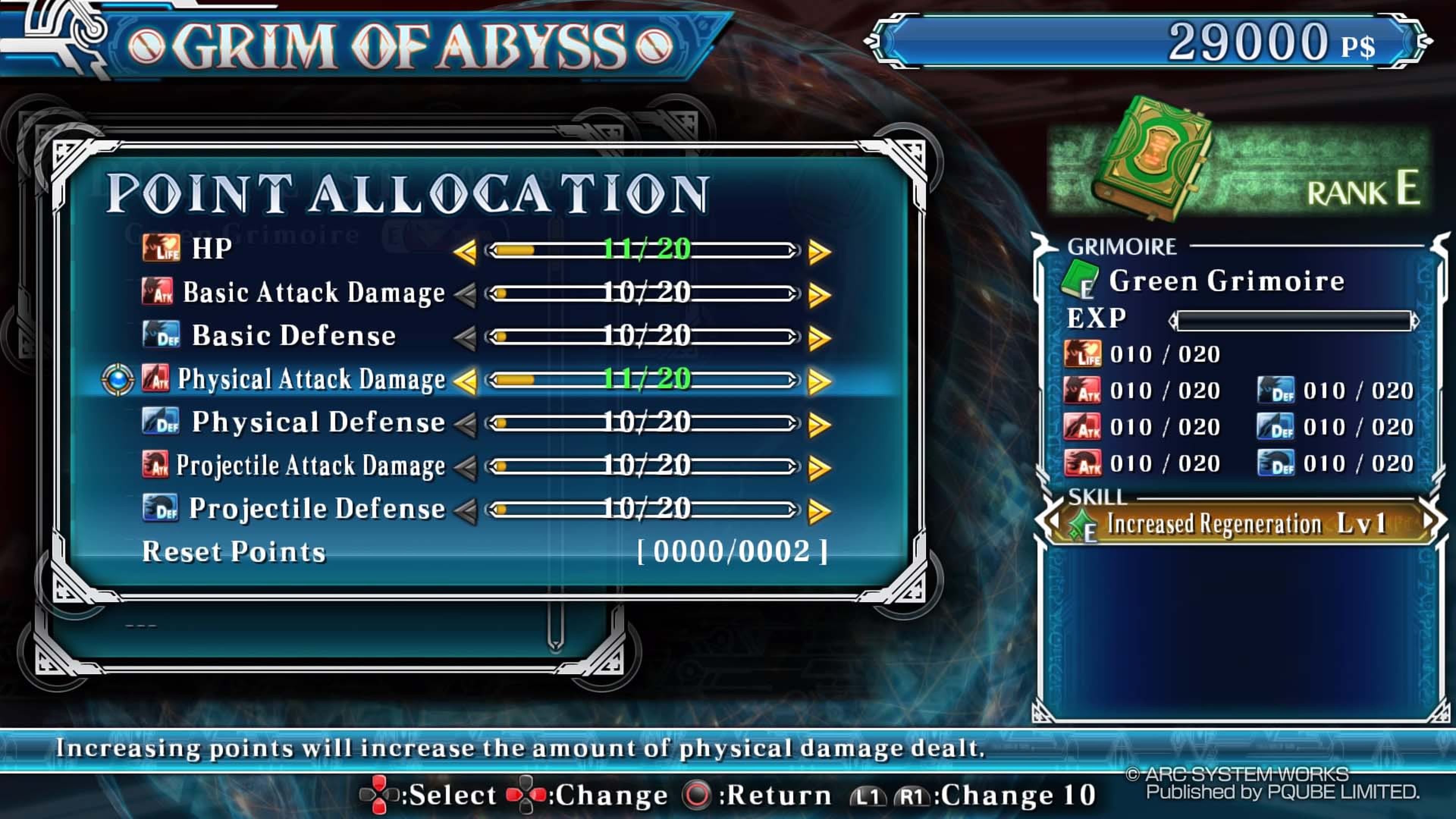 El original modo de juego Grim of Abyss nos permitirá mejorar las habilidades de nuestro personaje.