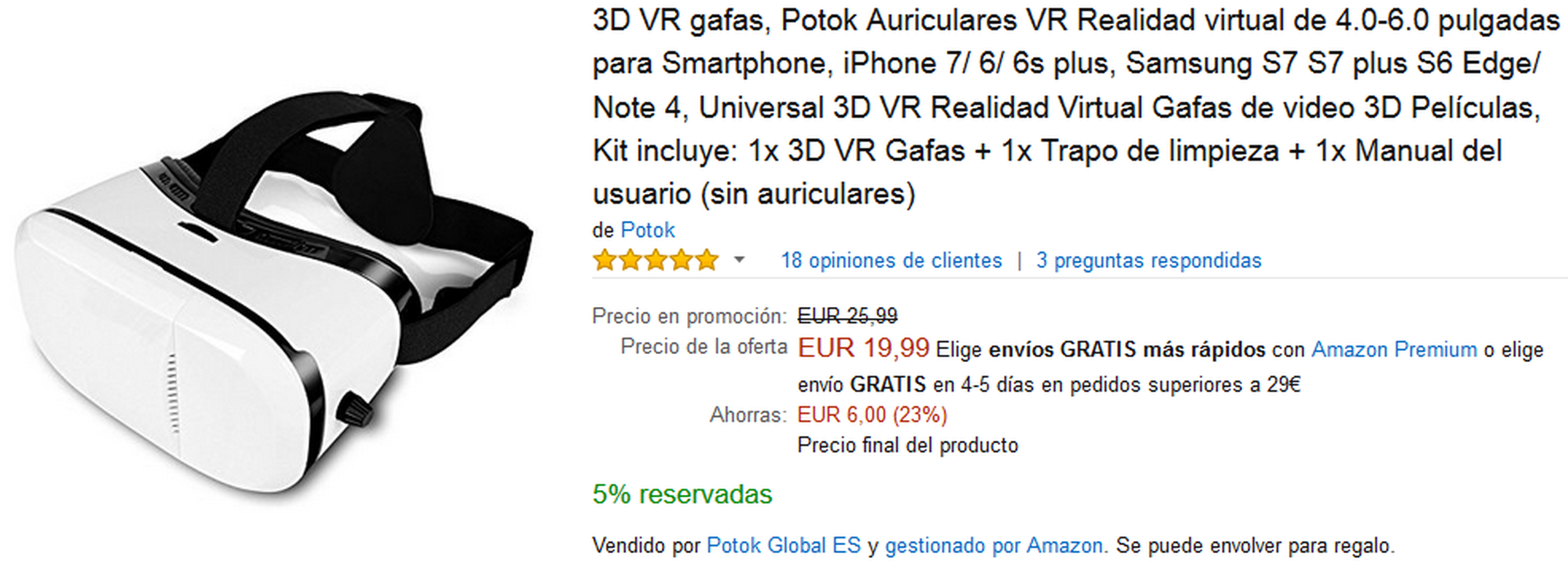 Gafas 3D VR Potok por 19,99 €