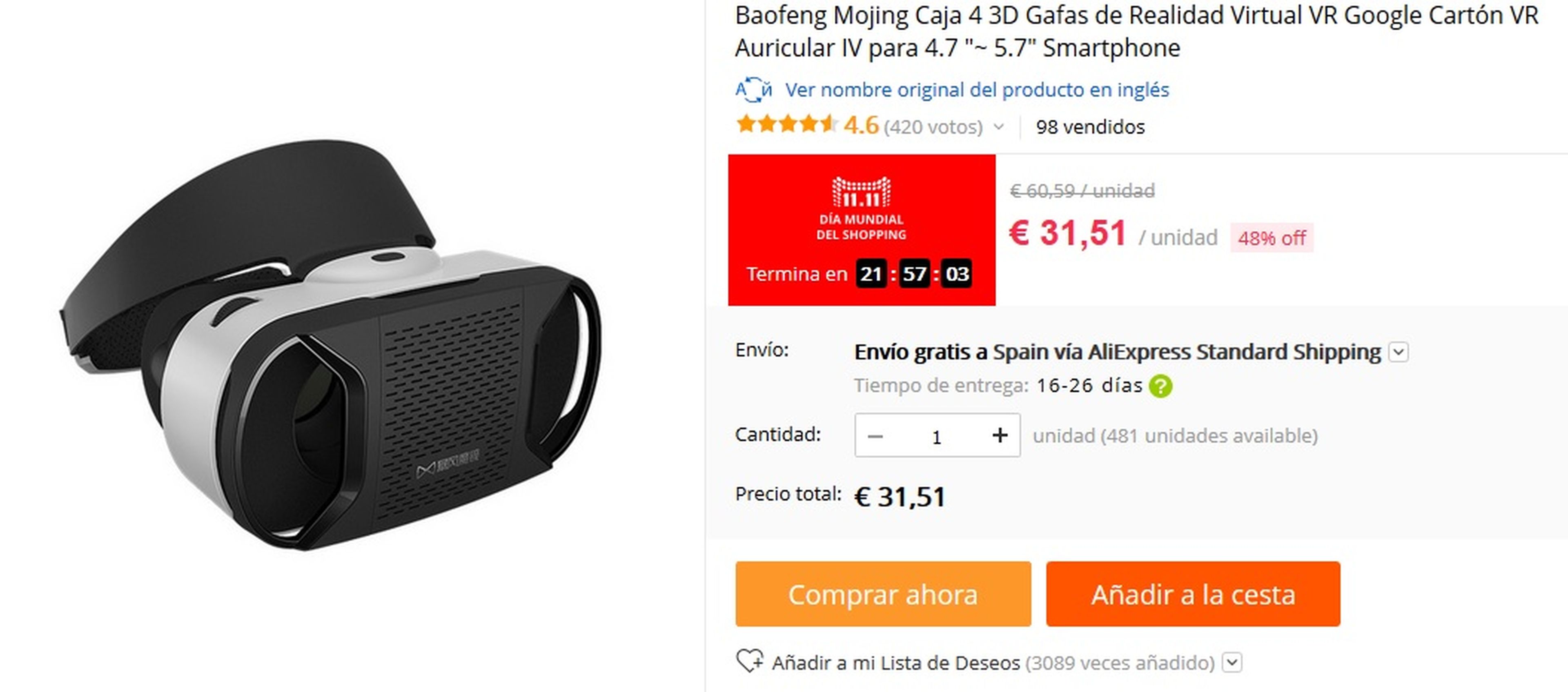 Gafas VR Baofeng Mojing por 31,51 €