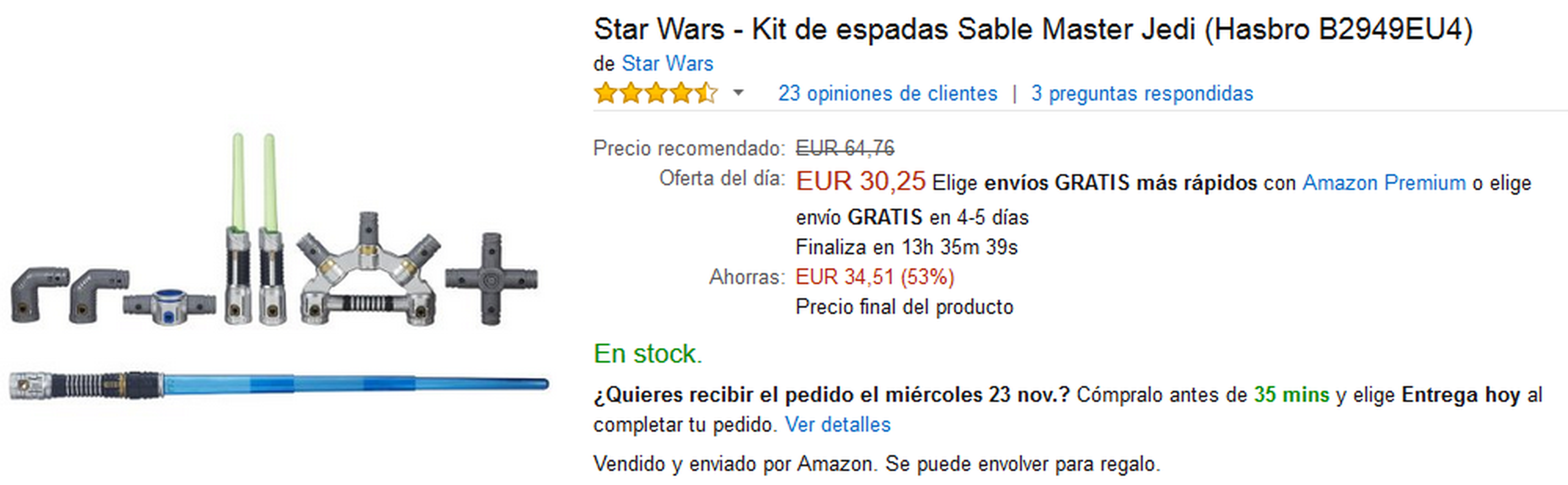 Kit de espadas Sable Master Jedi de Star Wars por 30,25 €