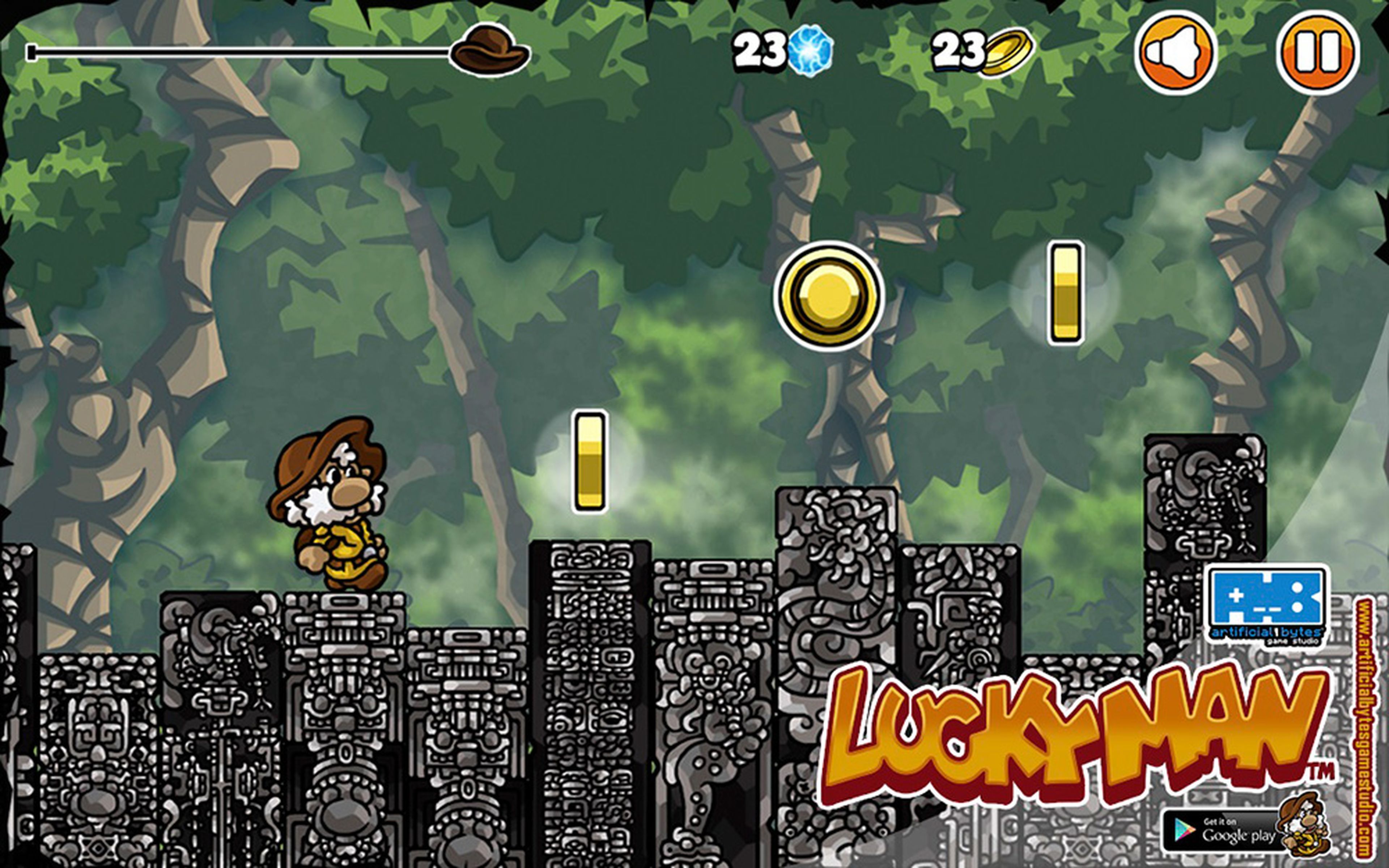 En Luckyman controlamos el escenario para ayudar al protagonista a llegar hasta el final del nivel.