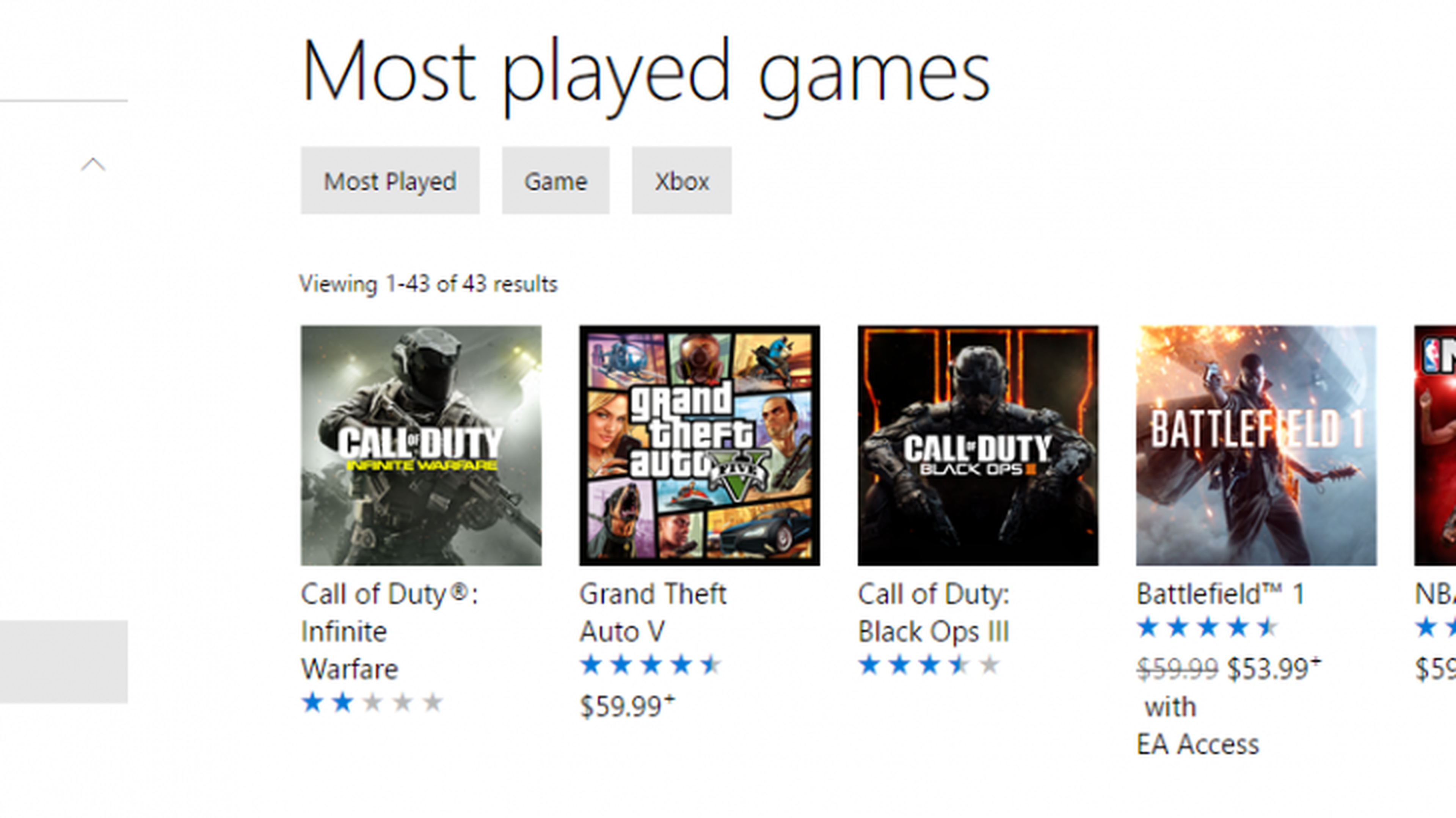 Más jugados en Xbox One