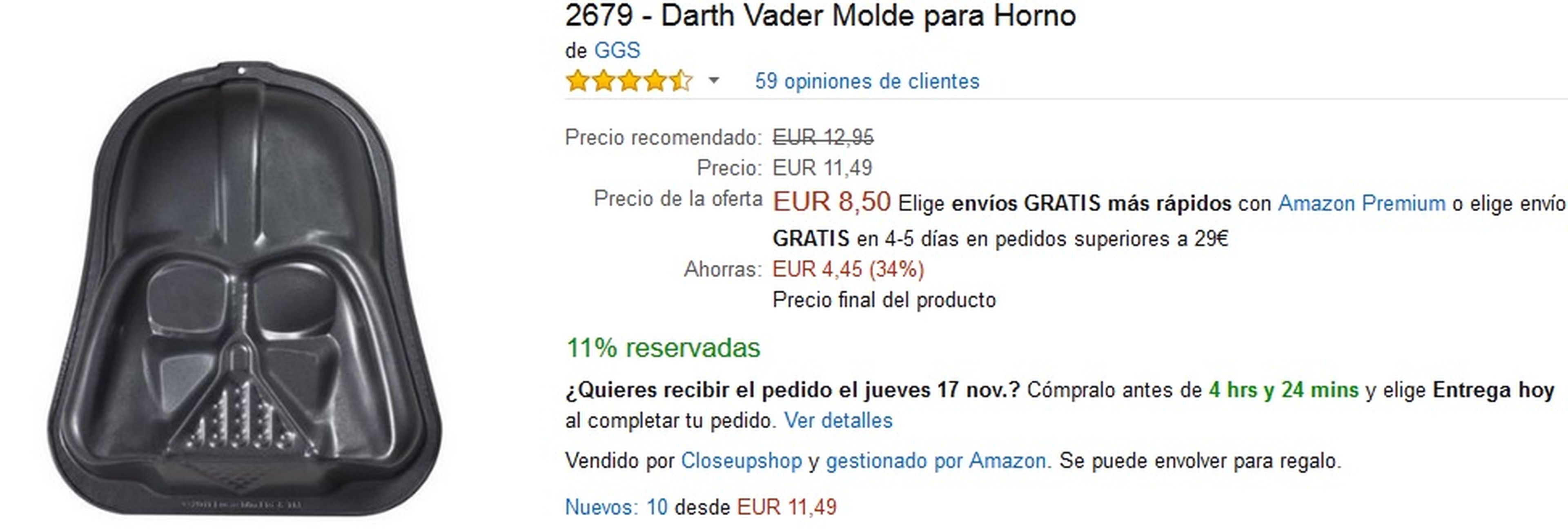 Molde para horno Darh Vader por 8,50 €