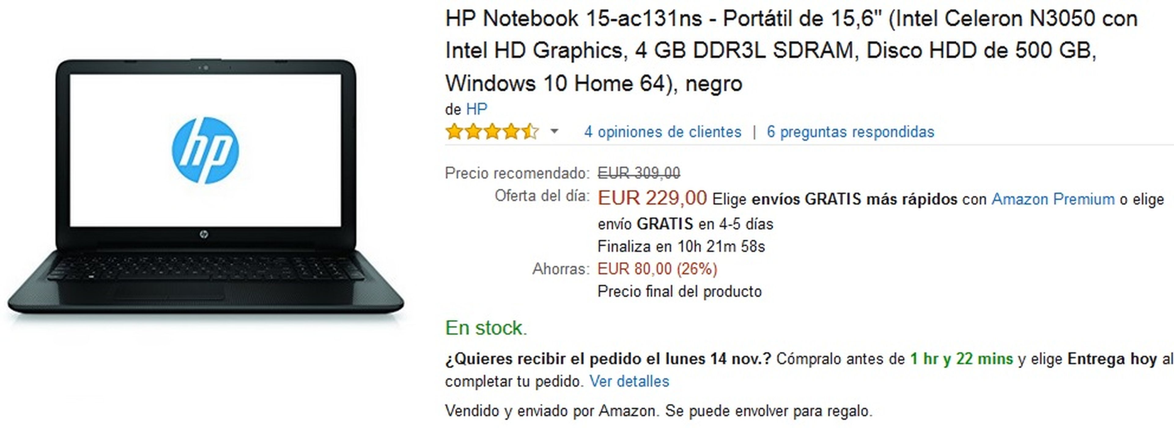 Portátil HP Notebook 15-ac131ns