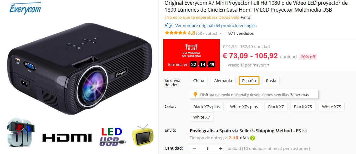 Proyector Everycom X7 Mini por 73,09 € 11 del 11 aliExpress - Proyector Everycom X7 Mini por 73,09 €