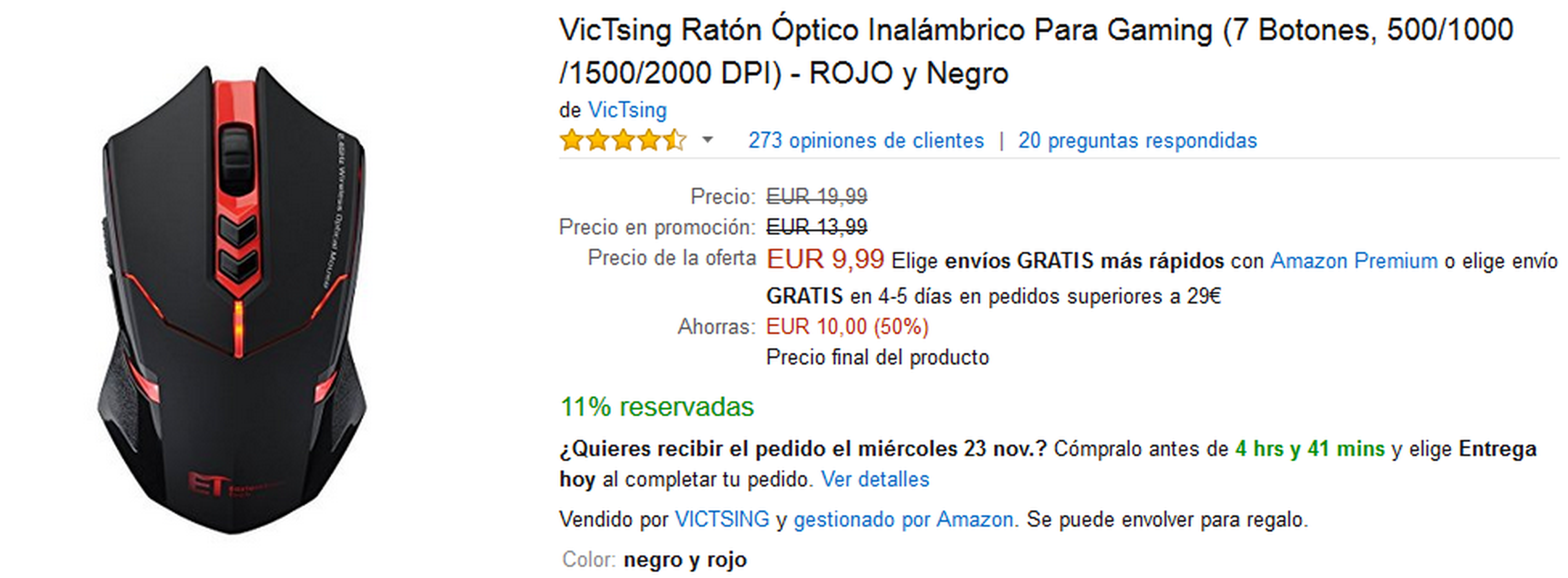 Ratón óptico VicTsing por 9,99 €