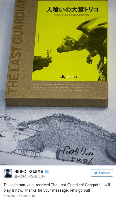 Kojima felicita a Ueda por The Last Guardian Kojima felicita a Ueda por The Last Guardian