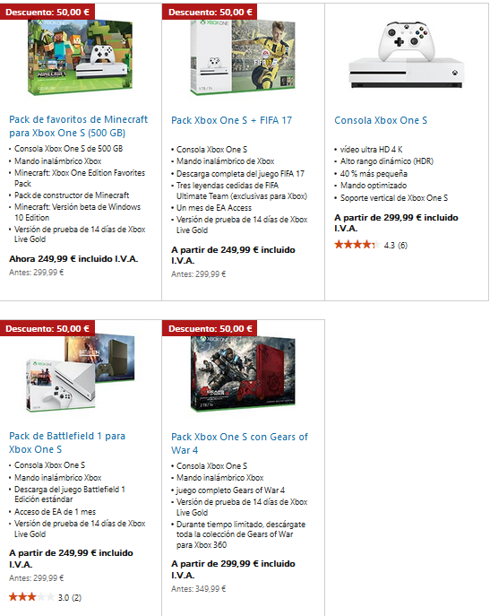 Xbox One S descuento Xbox One S descuento