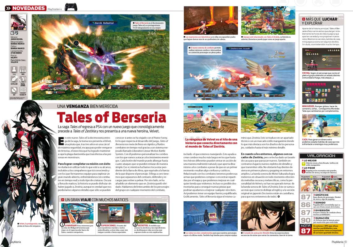 Análisis de Tales of Berseria en Playmania 219 Análisis de Tales of Berseria en Playmania 219