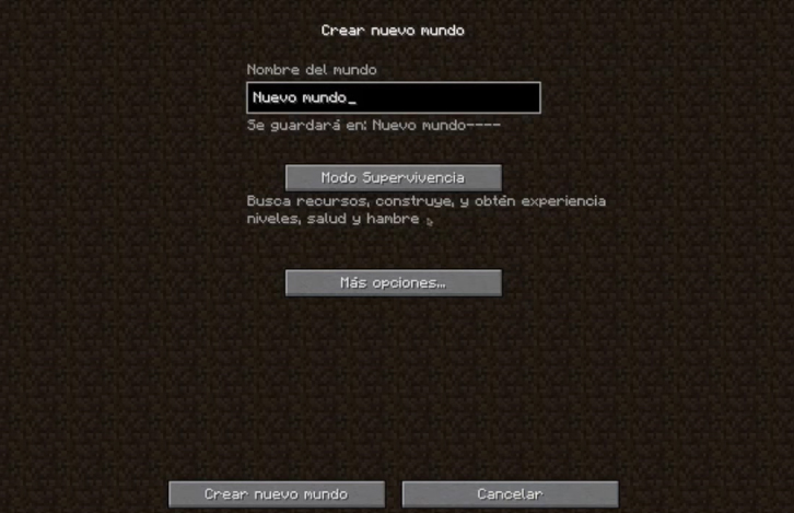 Crear mundo de Minecraft Crear mundo de Minecraft