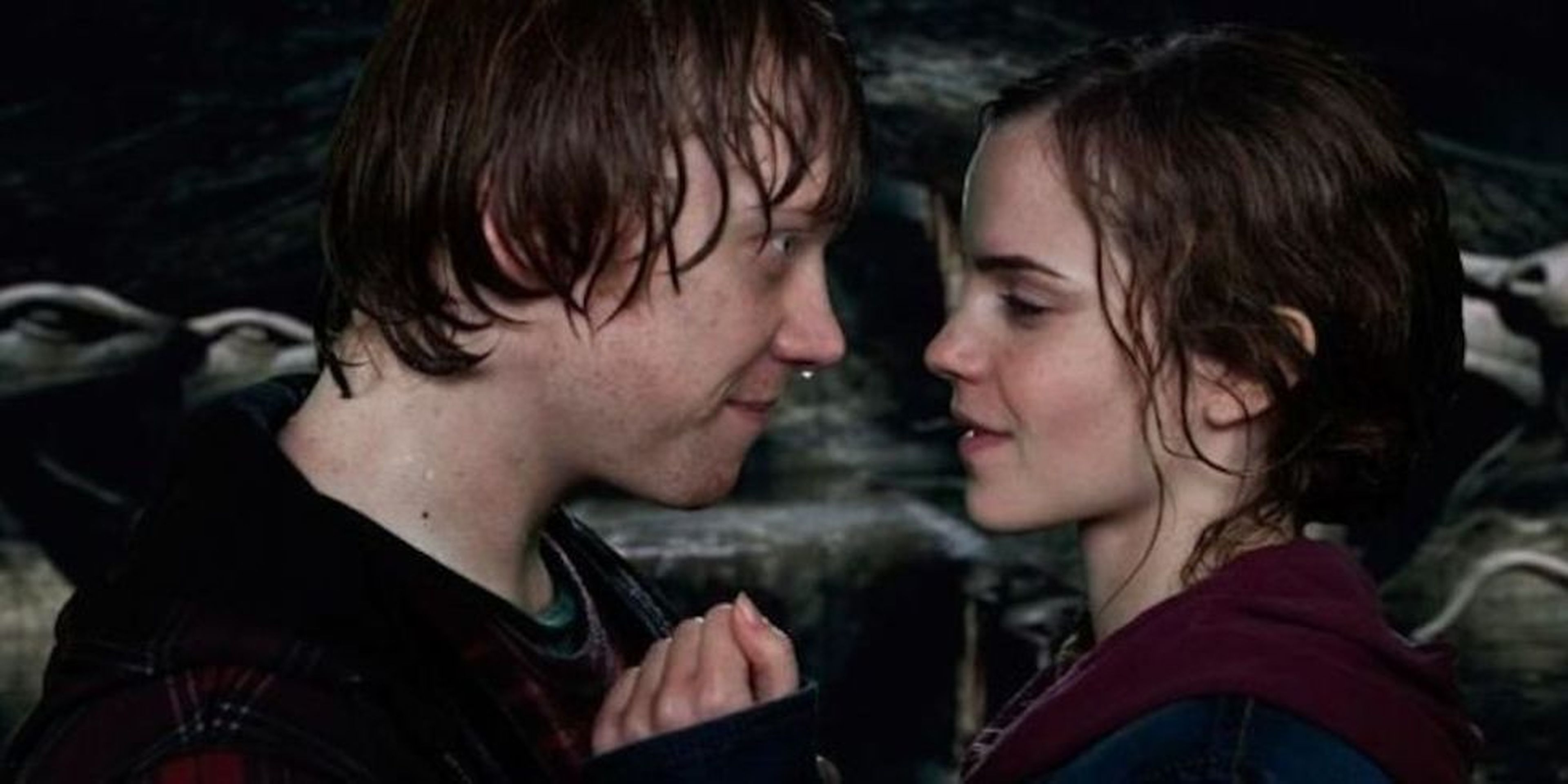 Hermione y Ron beso