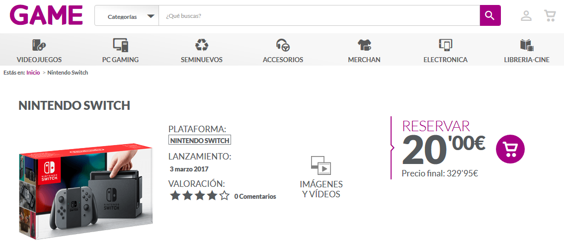 Precio de Nintendo Switch en España Precio de Nintendo Switch en España