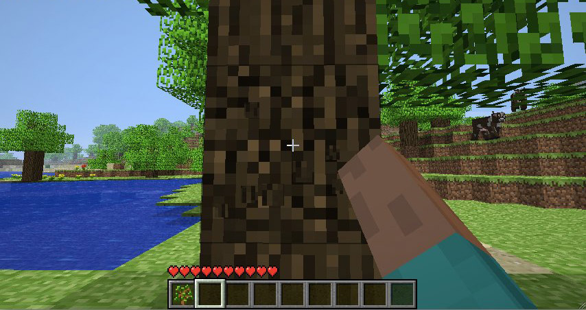 Talar árbol para conseguir leña en Minecraft Talar árbol para conseguir leña en Minecraft
