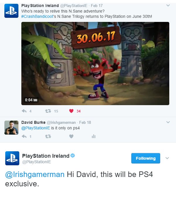 Creash Bandicoot N. Sane Trilogy será exclusivo de PS4 Creash Bandicoot N. Sane Trilogy será exclusivo de PS4