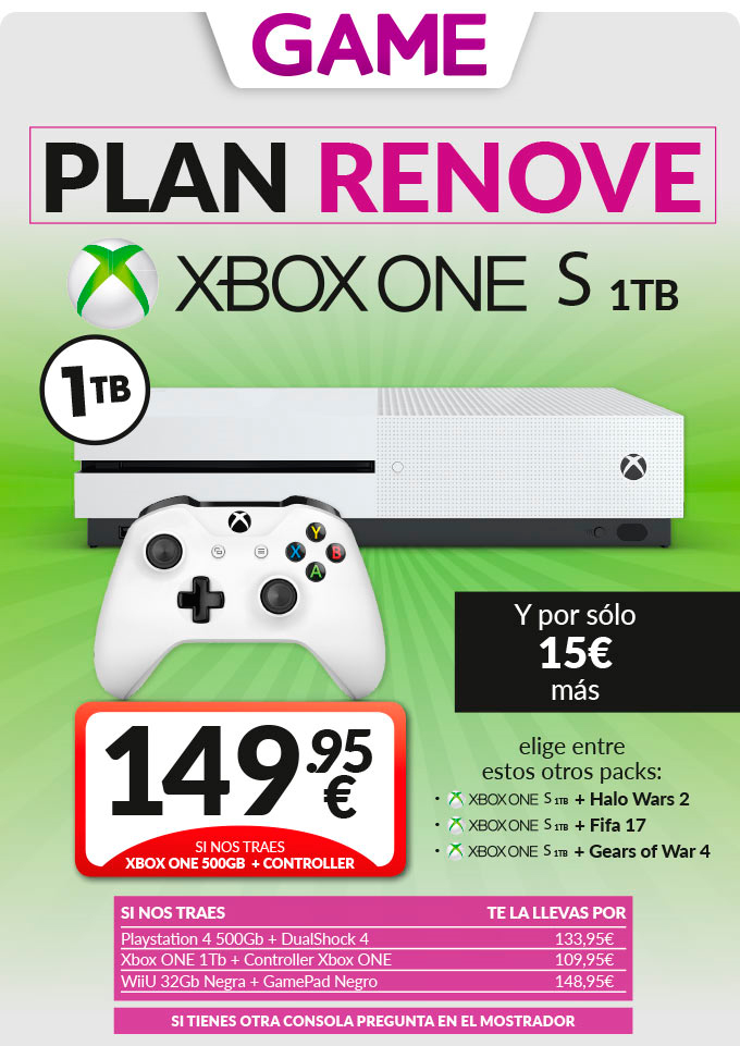 Plan Renove Xbox One S en GAME Plan Renove Xbox One S en GAME