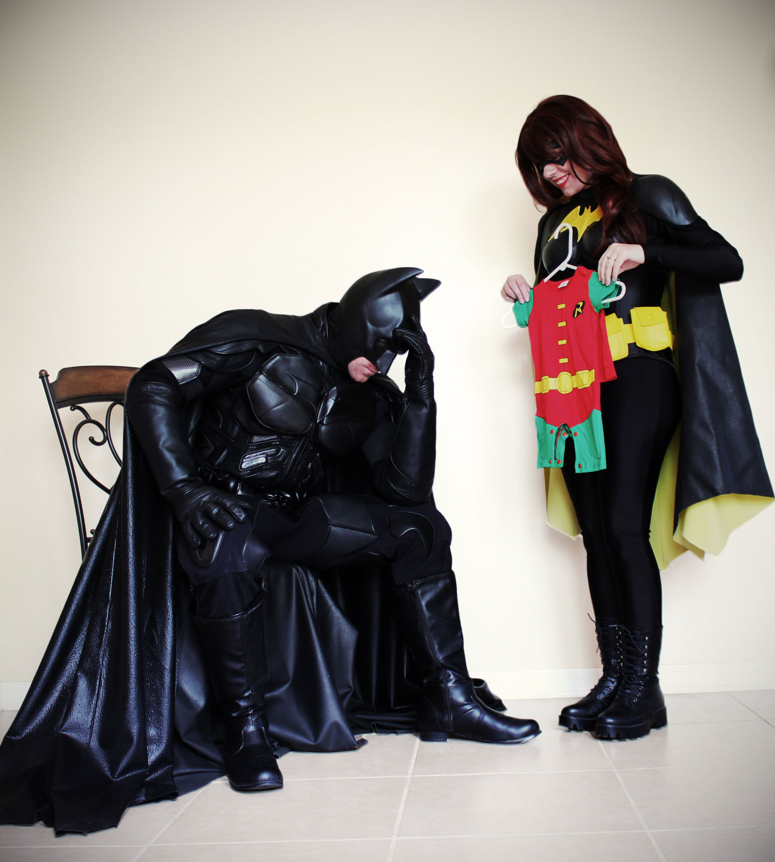 Batman, Batgirl y Robin cosplay Batman, Batgirl y Robin cosplay