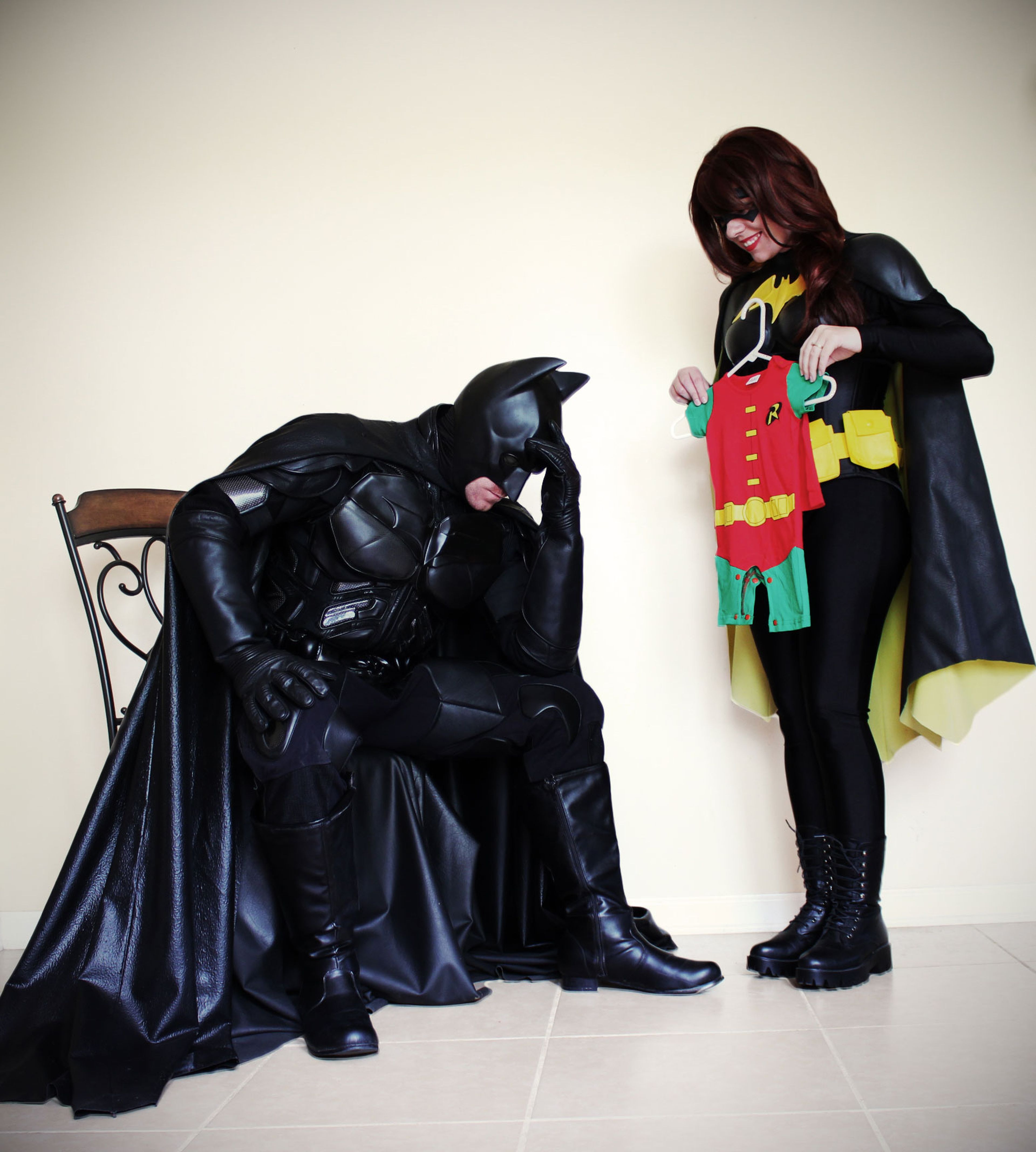 Batman, Batgirl y Robin cosplay