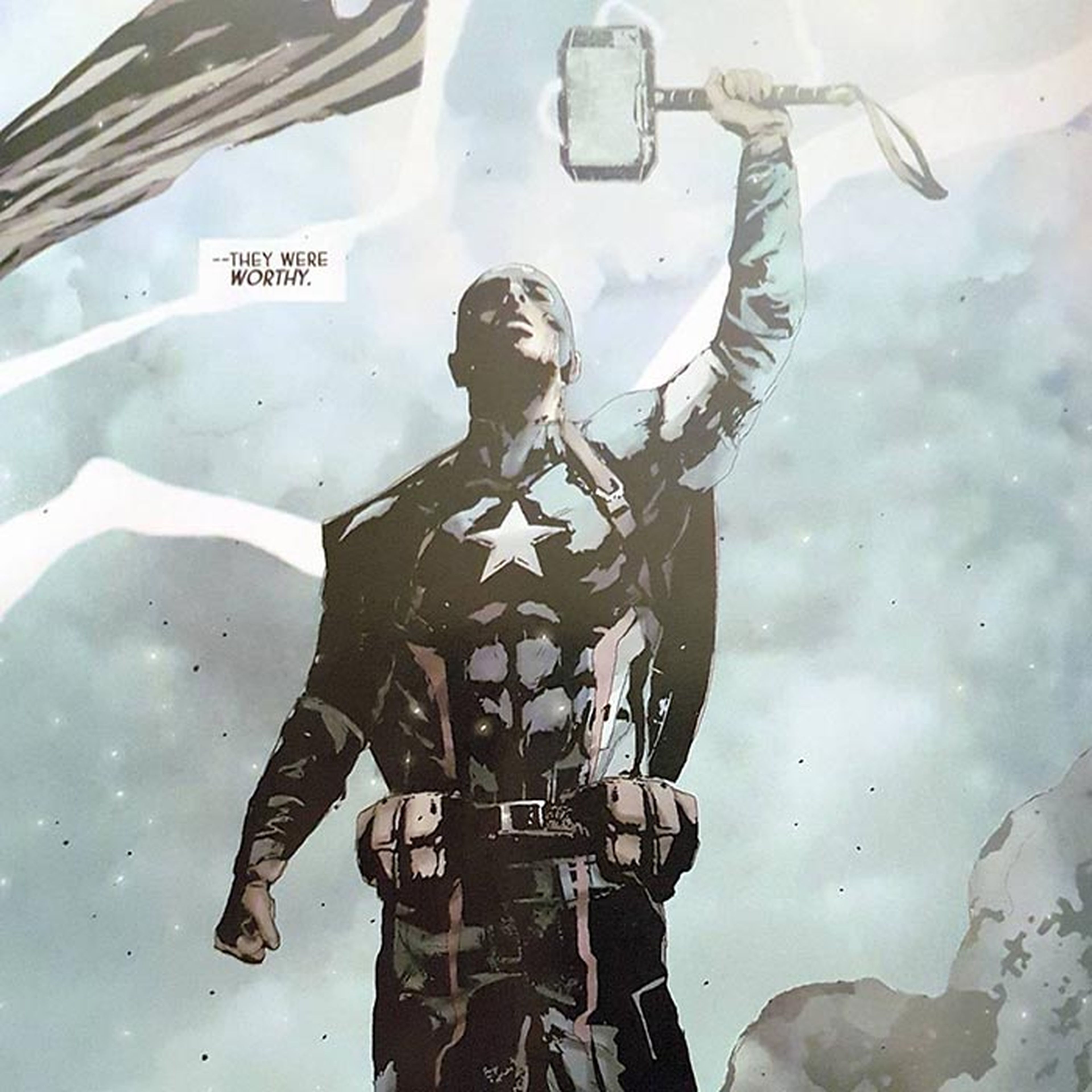Capitán América con el Mjölnir en Secret Empire