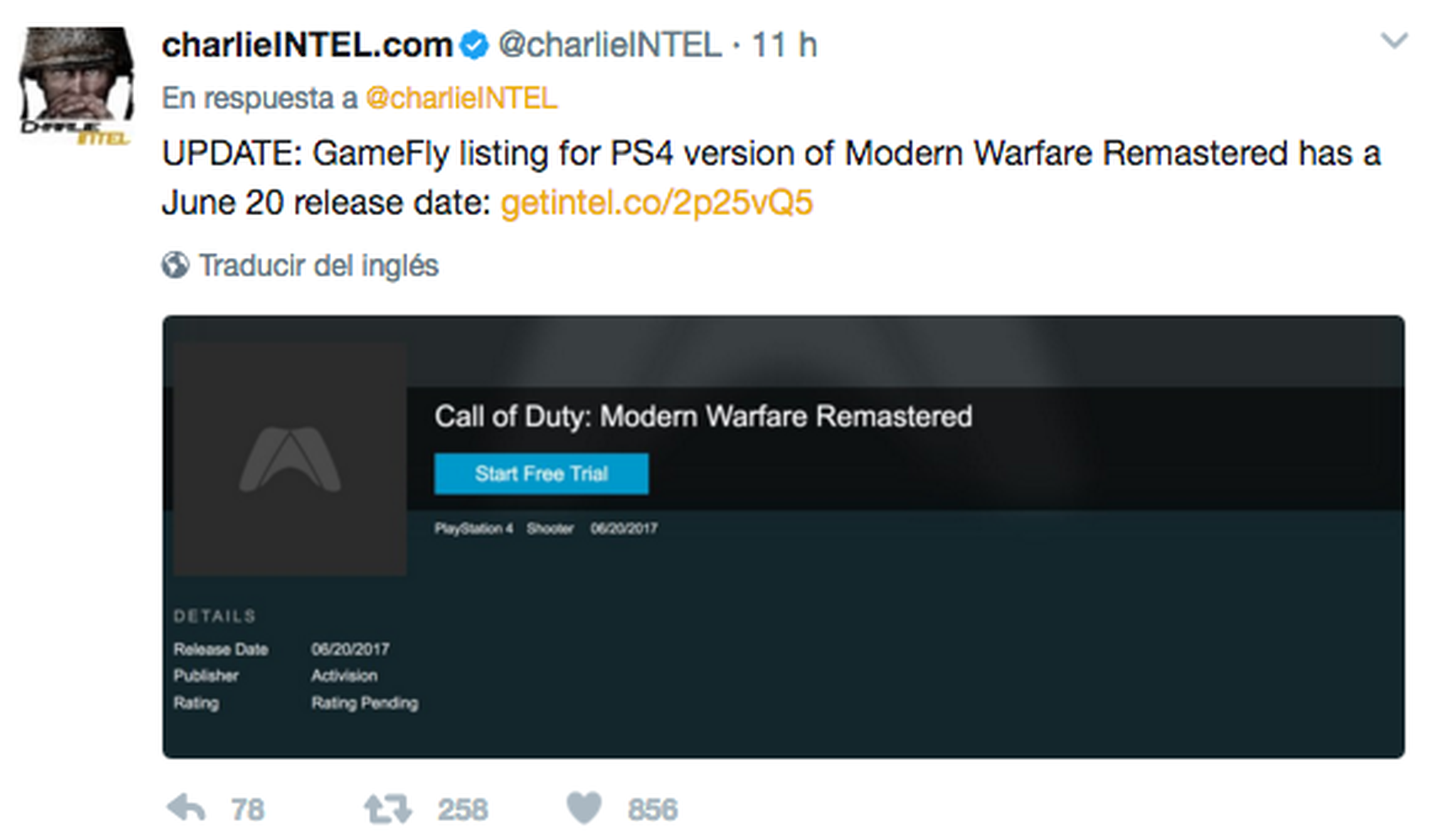 Call of Duty Modern Warfare a la venta por separado