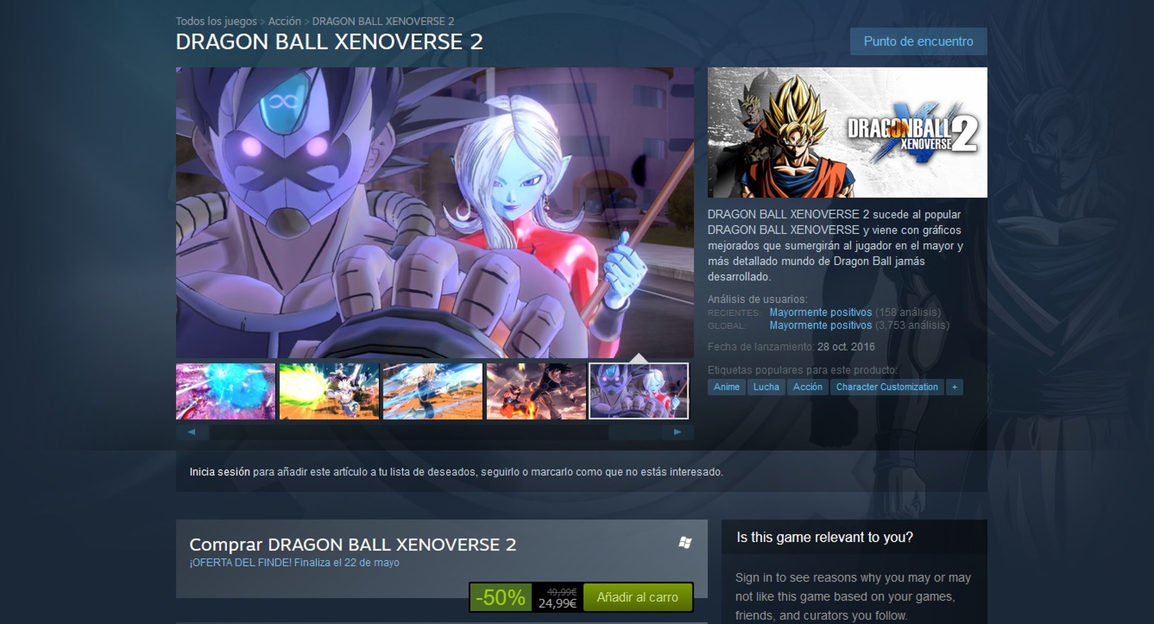 Dragon Ball Xenoverse 2 en Steam al 50%