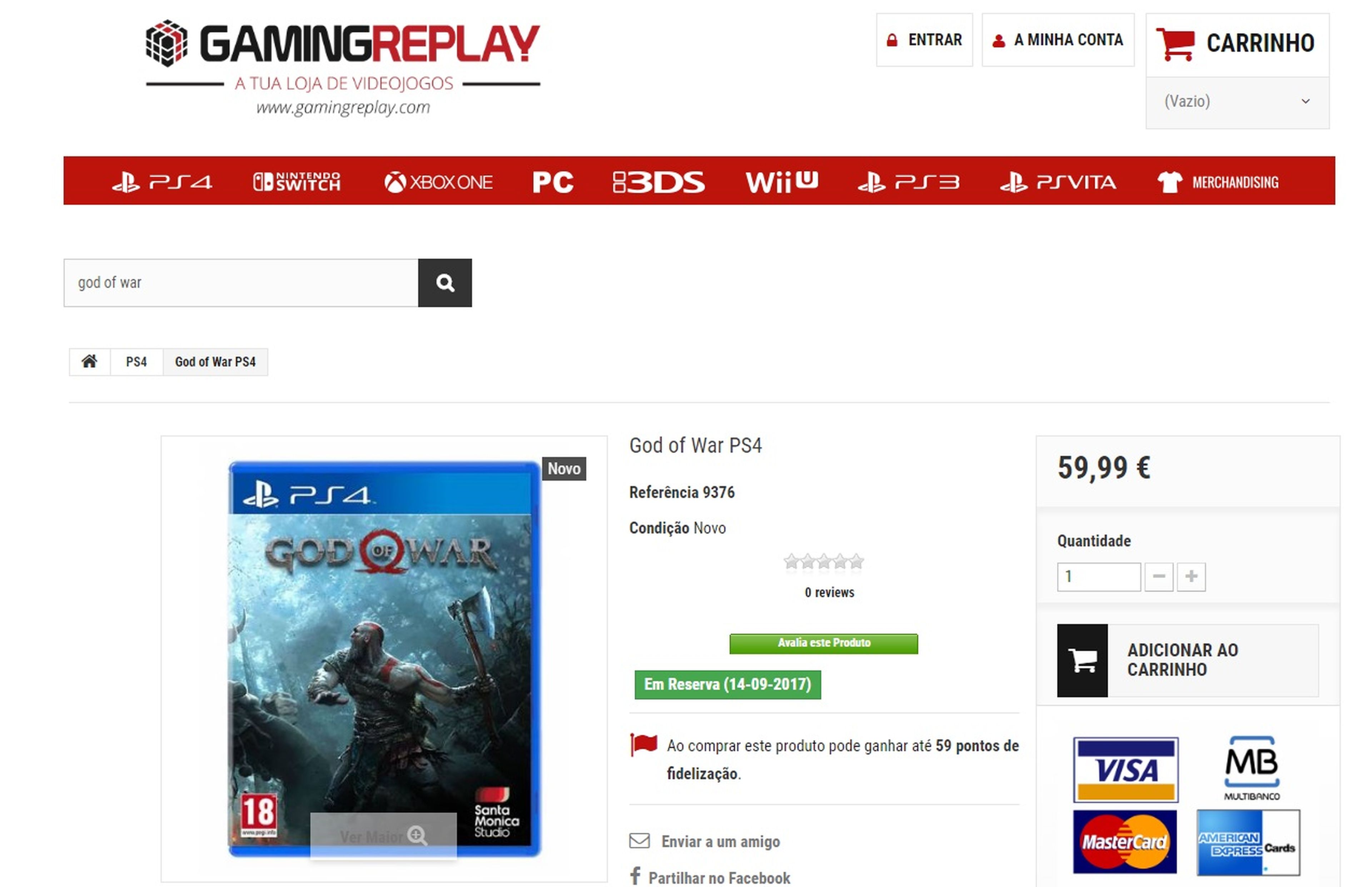 God of War para PS4 - Fecha de lanzamiento