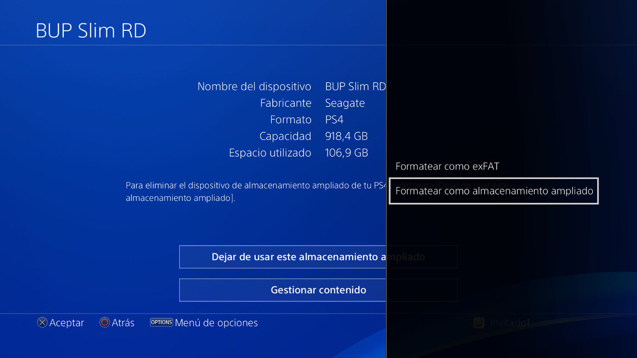 Cómo guardar juegos en un disco duro externo en PS4 Disco duro externo en PS4