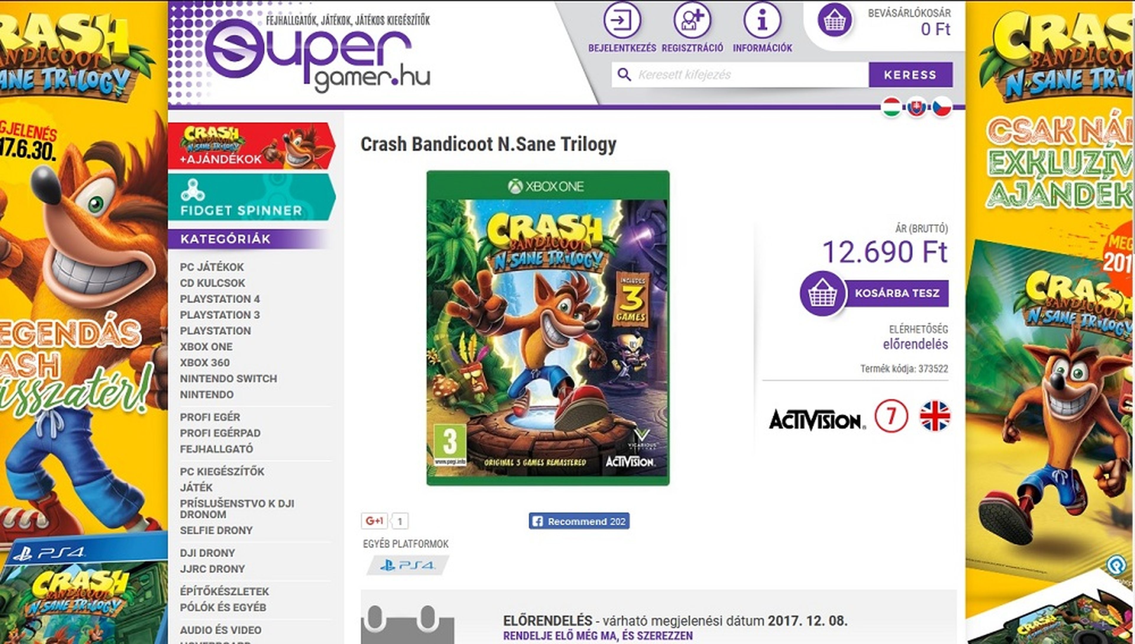 Crash Bandicoot N. Sane Trilogy en Xbox One