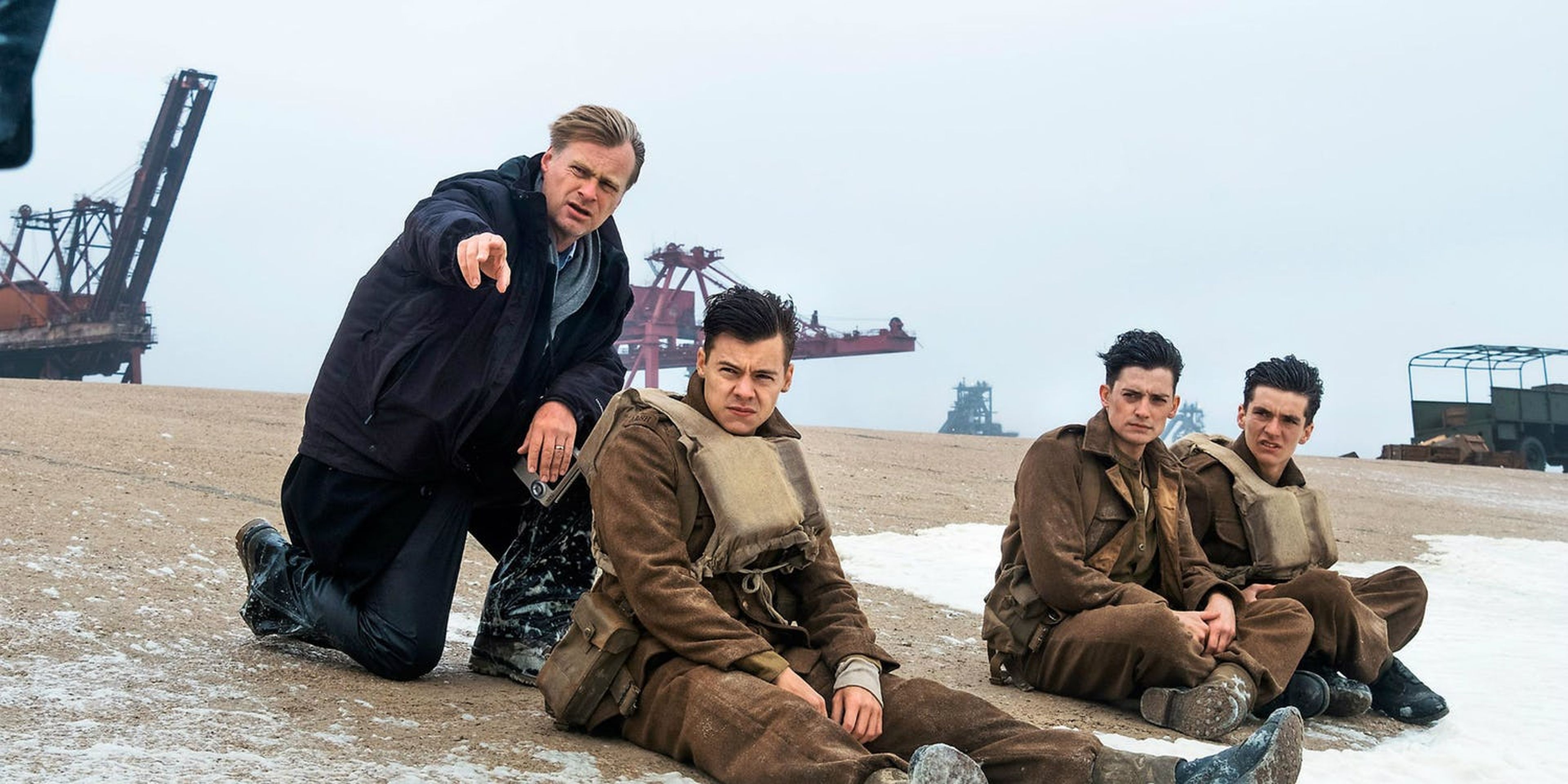 Christopher Nolan en el set de rodaje de Dunkerque