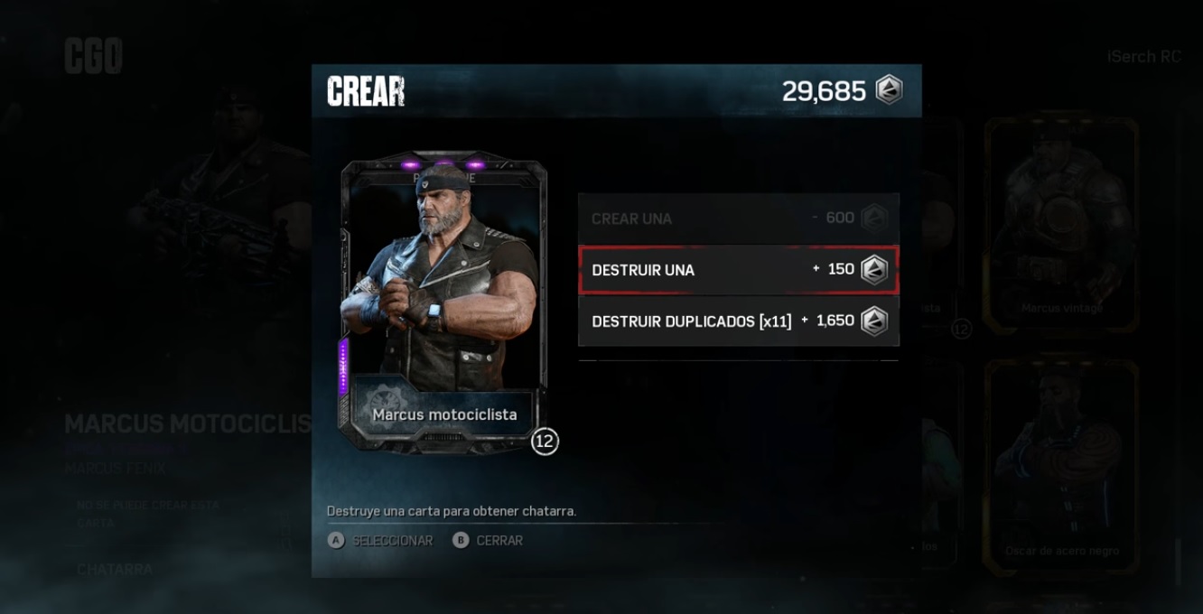 Gears of War 4 - Destruir duplicados Gears of War 4 - Destruir duplicados