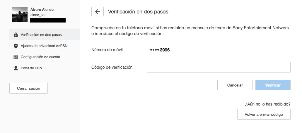 Cómo activar la verificación en dos pasos Verificación en 2 pasos PS4