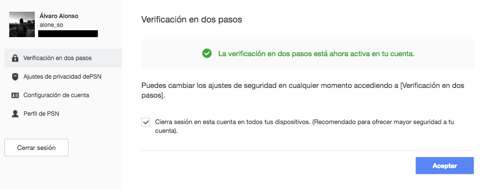 Cómo activar la verificación en dos pasos Verificación 2 pasos PS4 PS3 PS Vita
