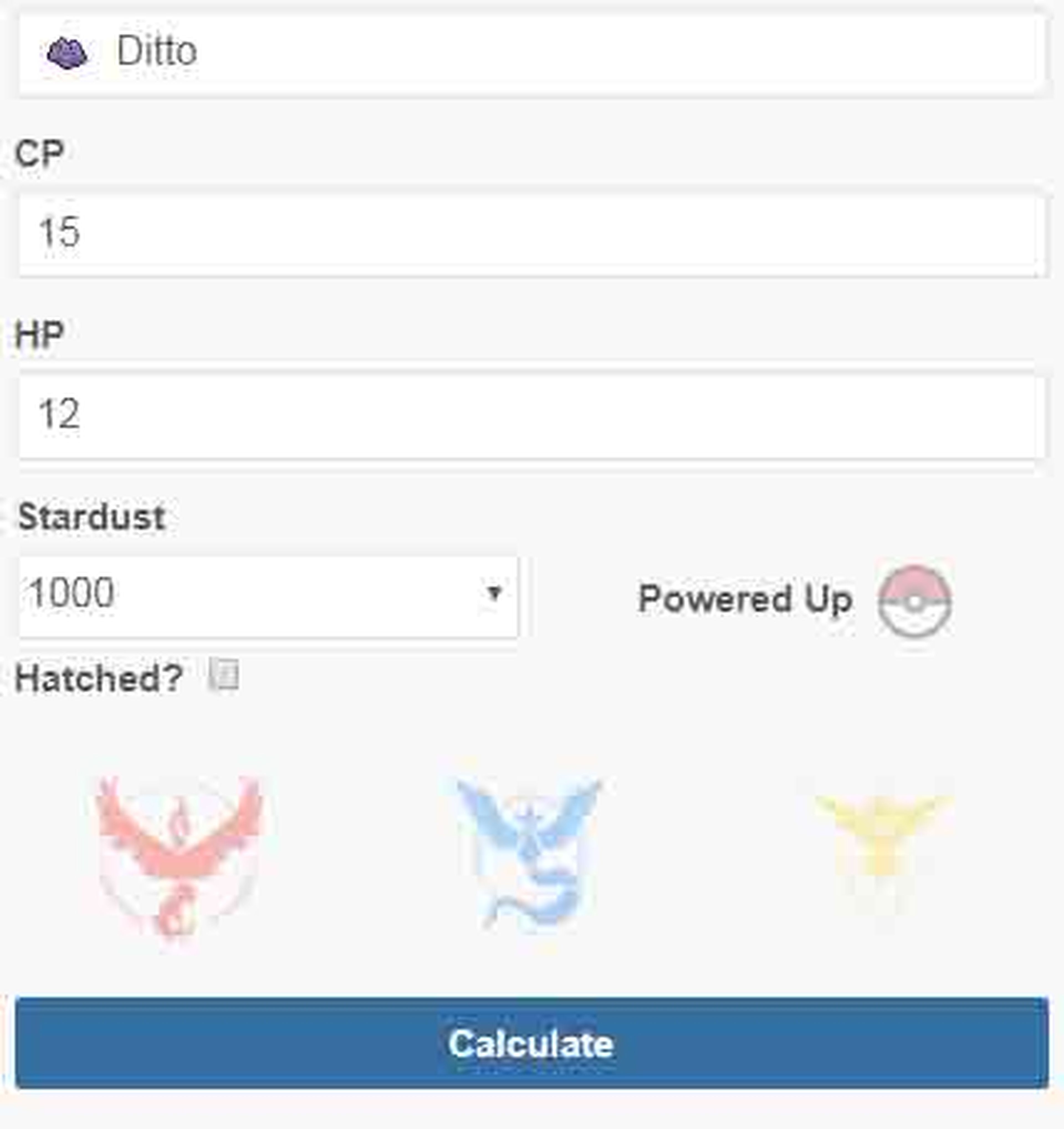 Pokémon Go calculadora