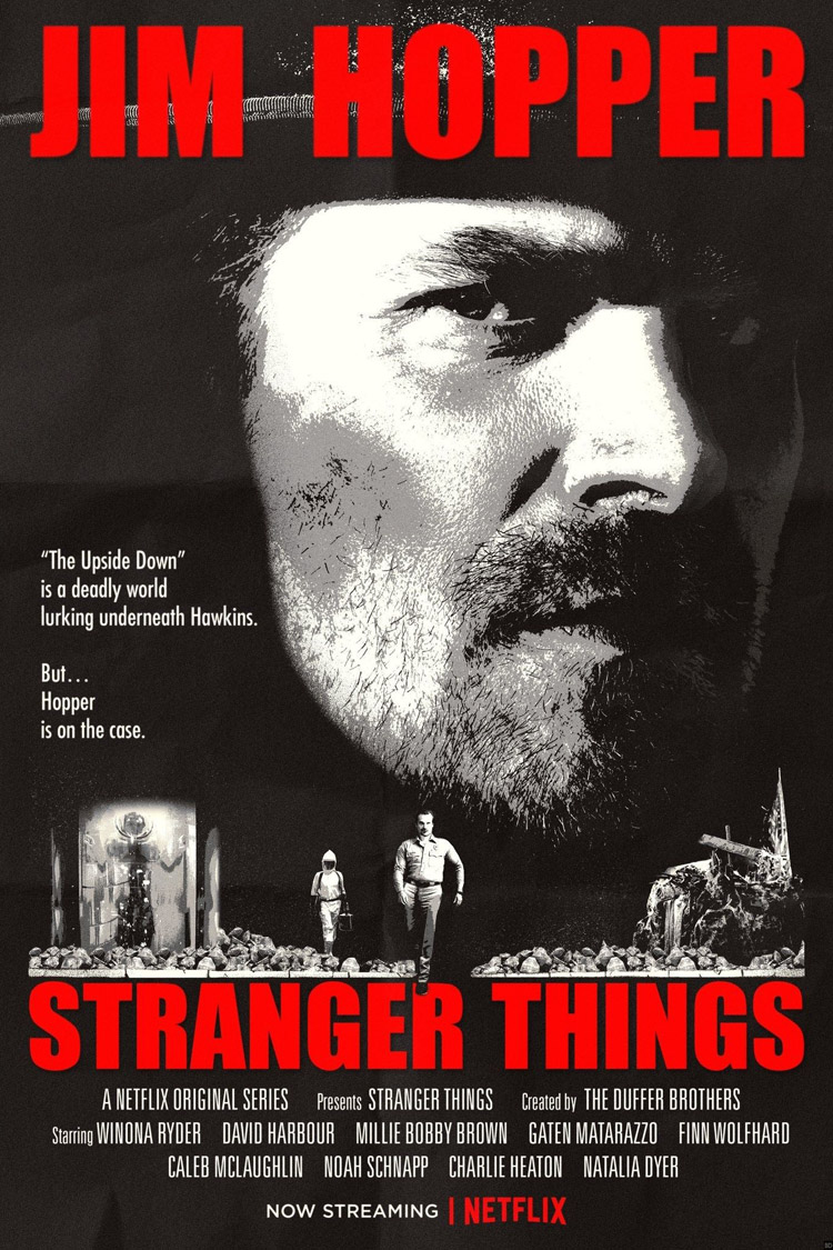 Stranger Things homenajea a Perseguido en el póster de su temporada 2 Netflix, Jim Hopper, David Harbour