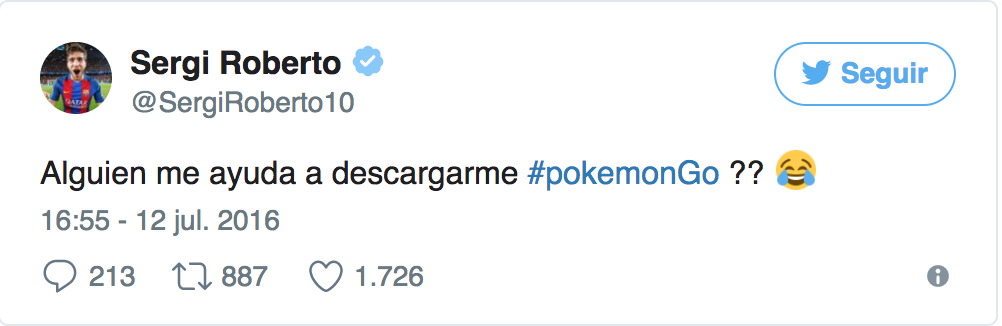Twitter de Sergi Roberto Pokemon Go