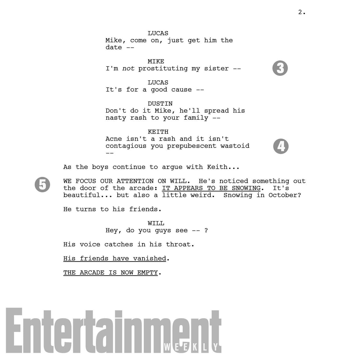 Fragmento de guión del 2x01 de Stranger Things Fragmento de guión del 2x01 de Stranger Things
