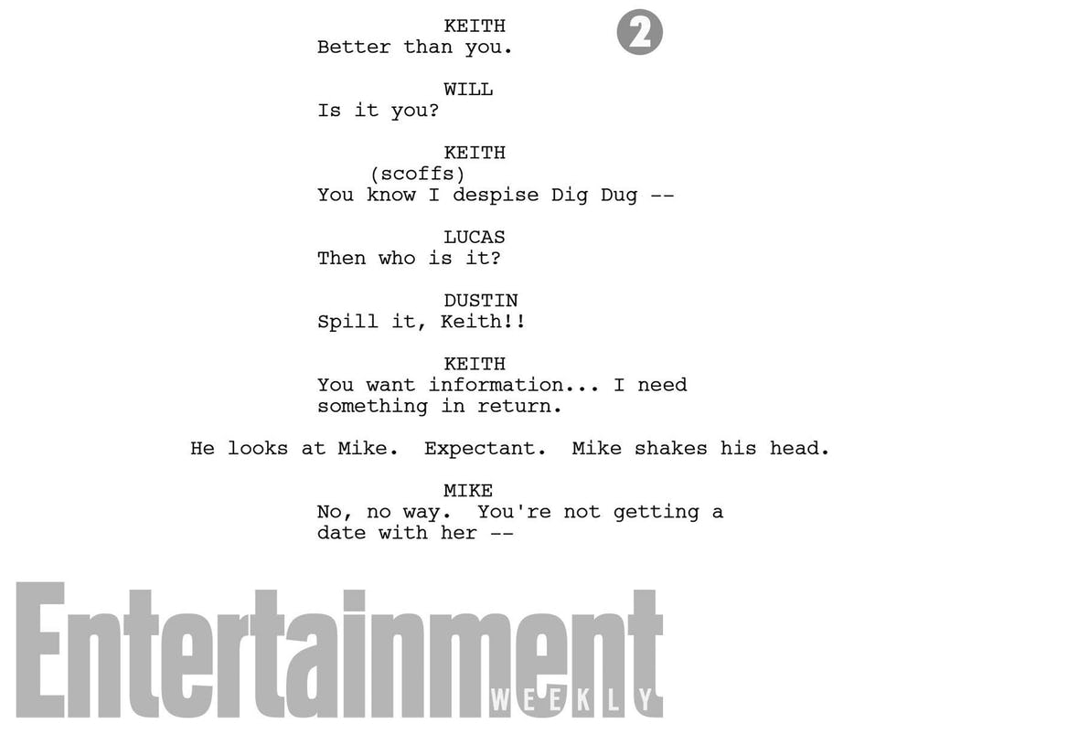 Fragmento de guión del 2x01 de Stranger Things Fragmento de guión del 2x01 de Stranger Things