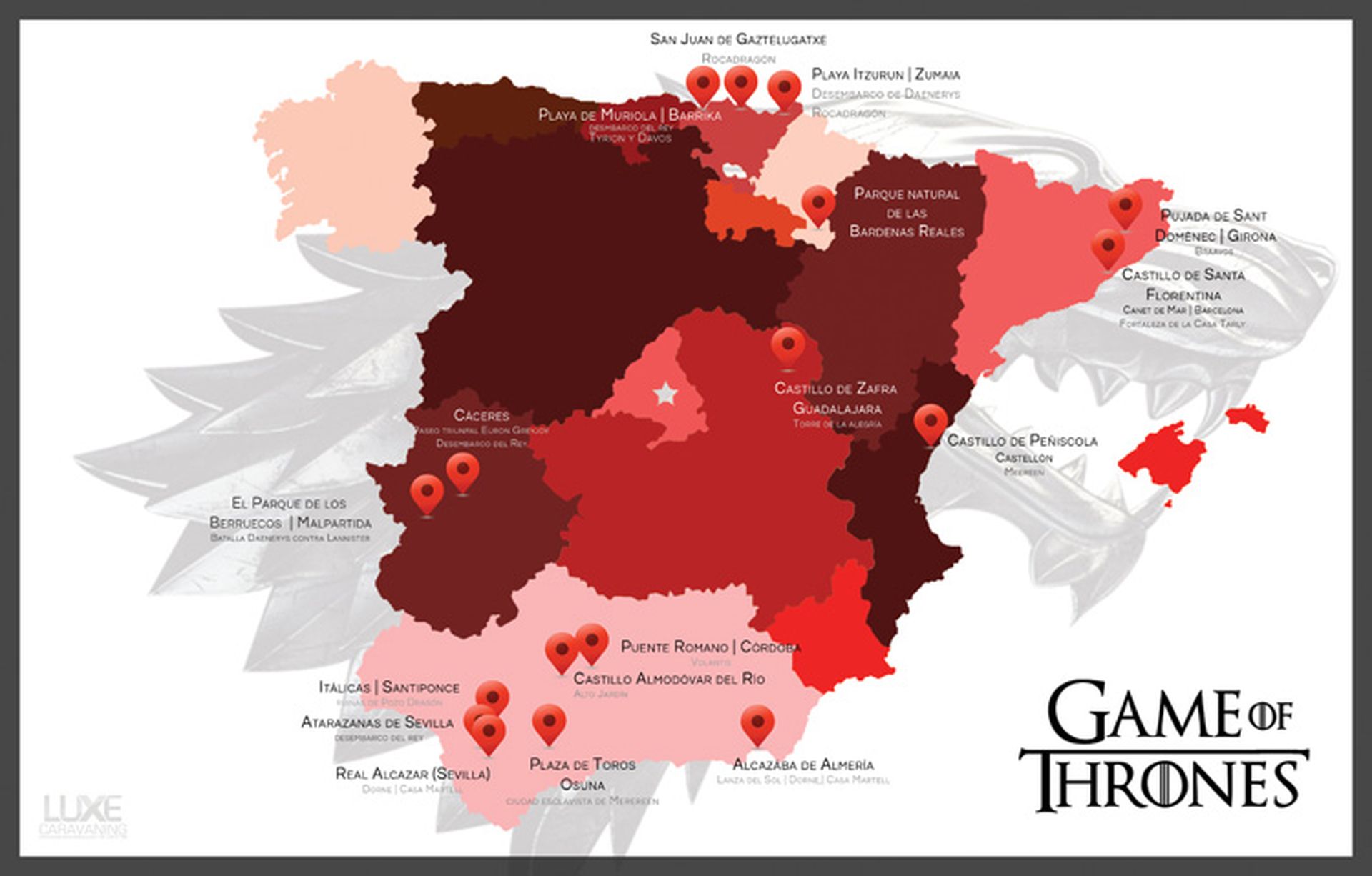 Juego de Tronos: un mapa muestra todas las localizaciones españolas