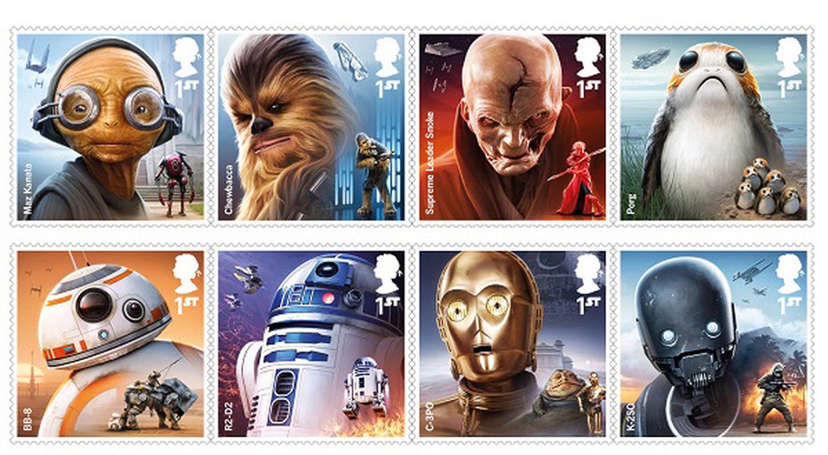 Todos los sellos del Royal Mail de Star Wars
