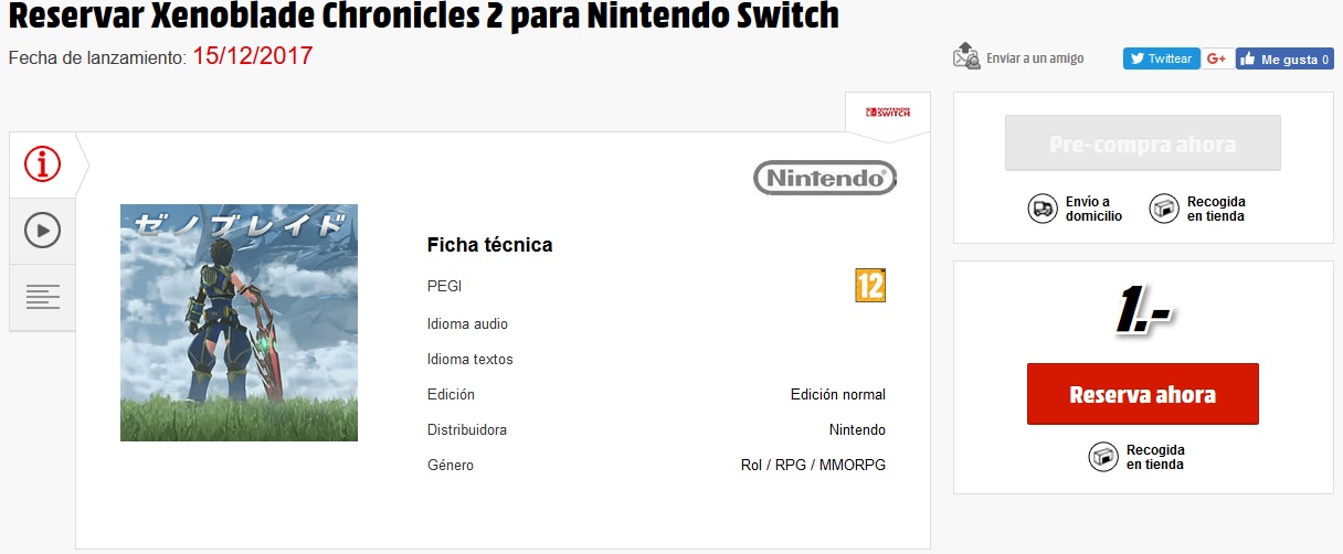 Xenoblade Chronicles 2 en Mediamarkt Xenoblade Chronicles 2 en Mediamarkt