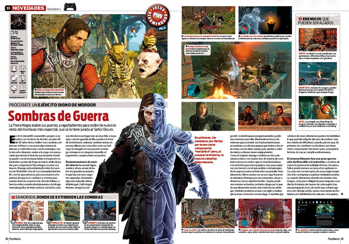 Todo sobre Sombras de Guerra en Playmanía 228 Todo sobre Sombras de Guerra en Playmanía 228