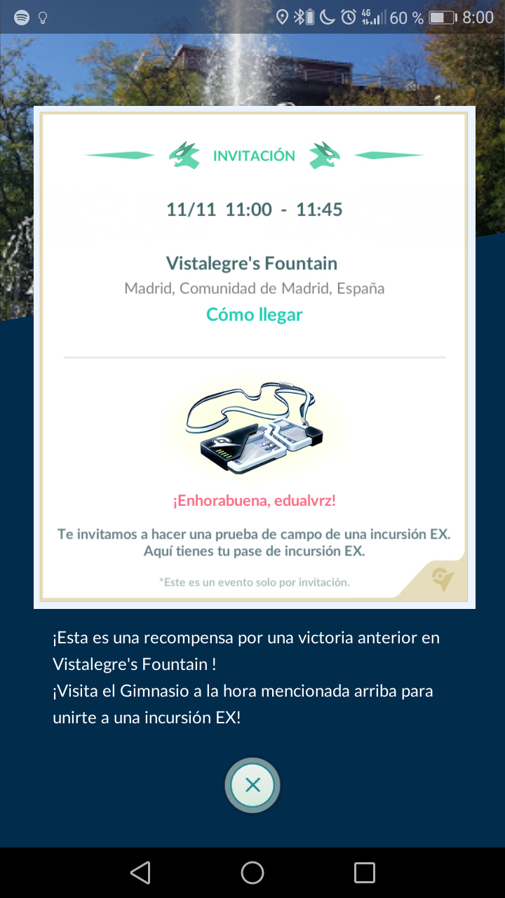 Invitación a Incursión EX de Pokémon GO Invitación a Incursión EX de Pokémon GO