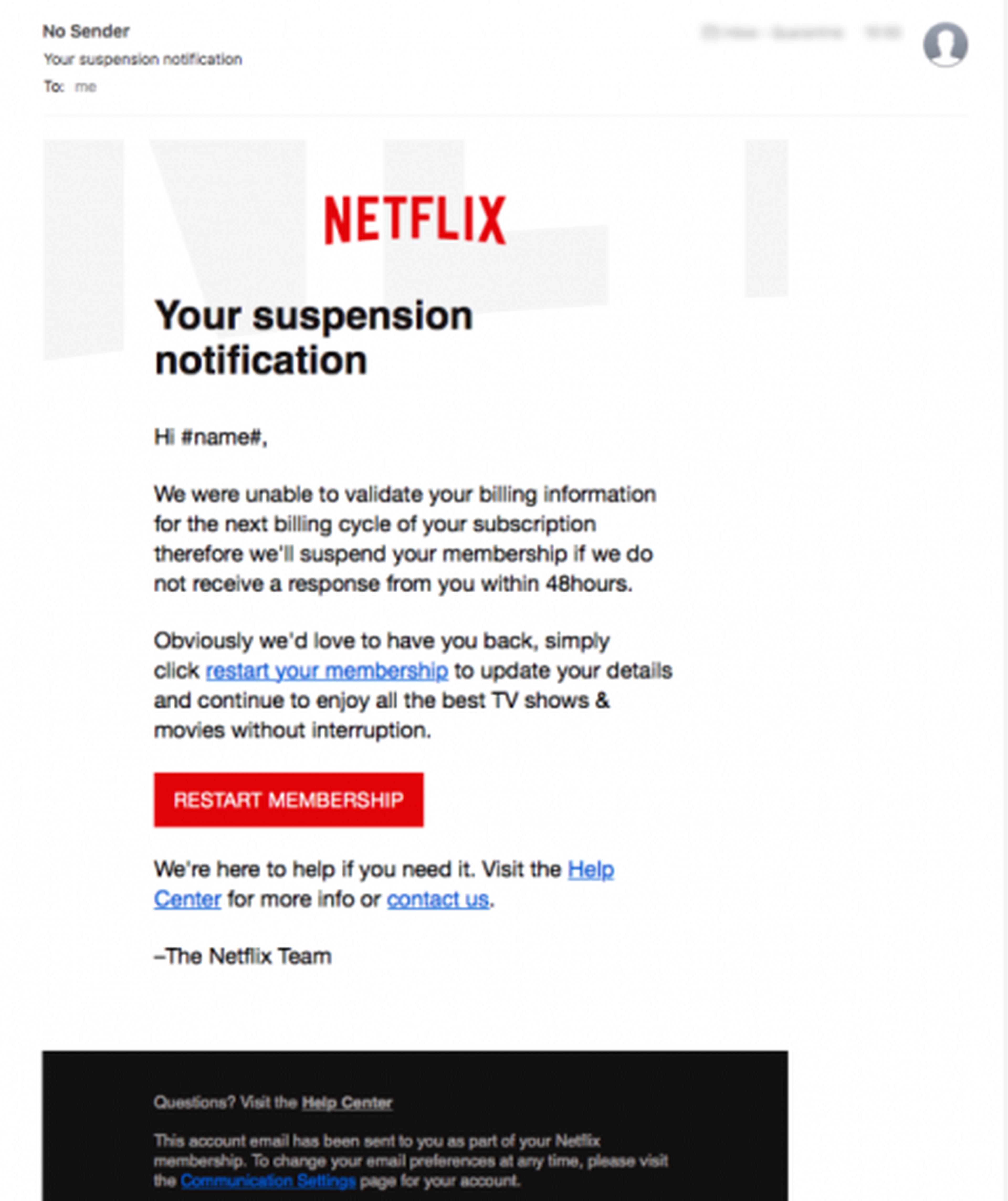 Netflix estafa mail